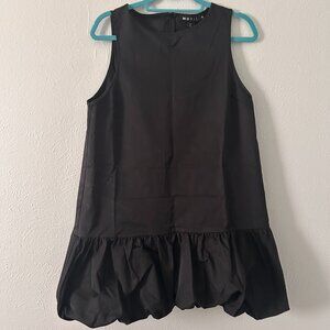 Black Sleeveless Bubble-Hem Mini Dress